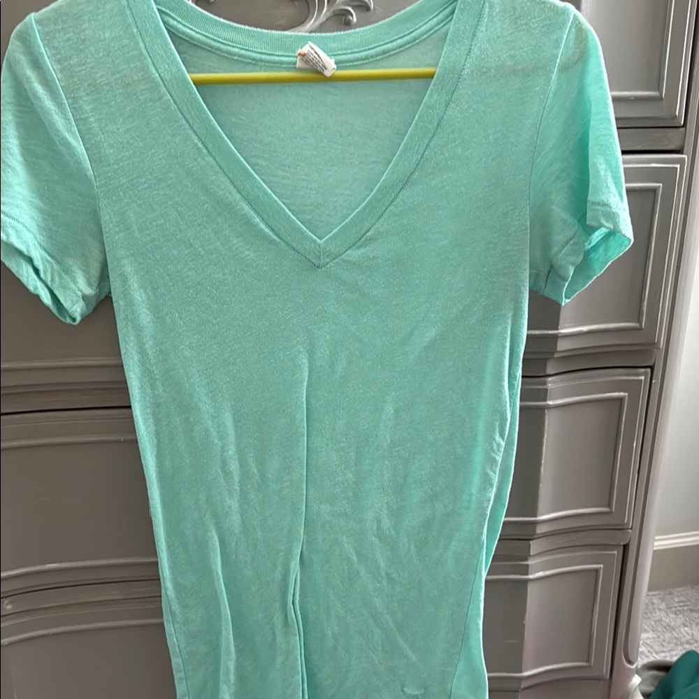 Mint Green V-Neck Women's Top
